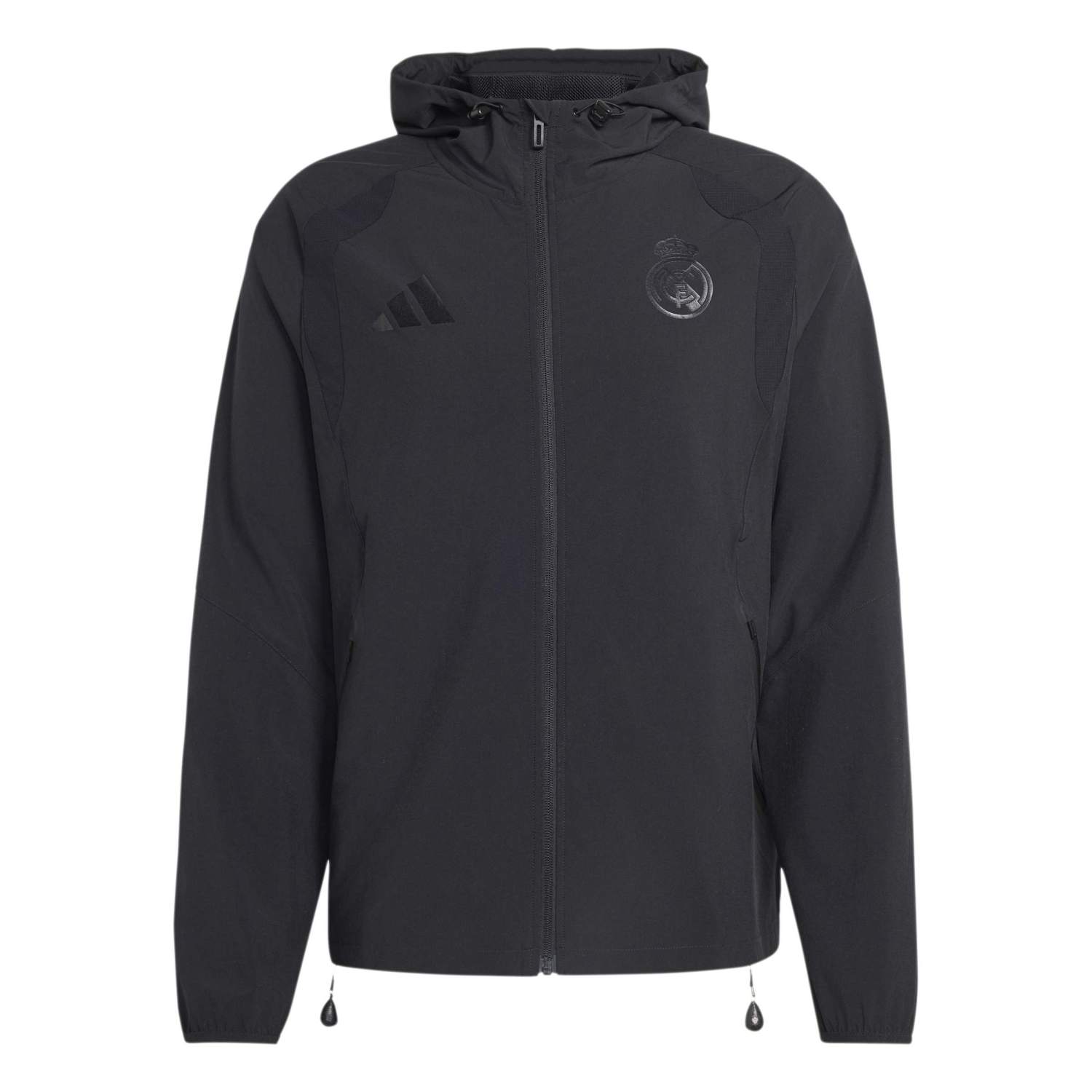adidas Real Madrid トレーニングウェア ブラック Mens adidas Tiro Travel 25/26 Black Jacket – Real Madrid Europe Store