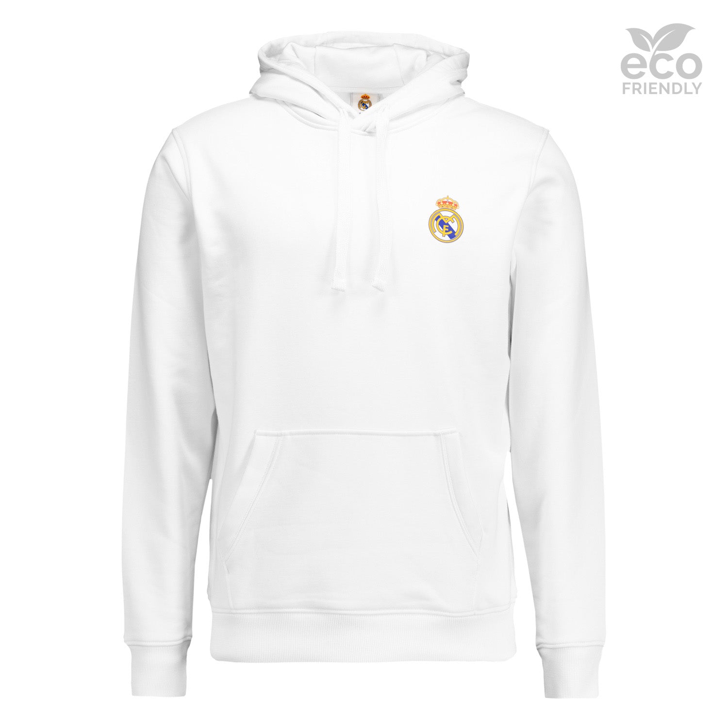 Mens ECO Essentials Real Madrid Color Crest Hoodie White – Real