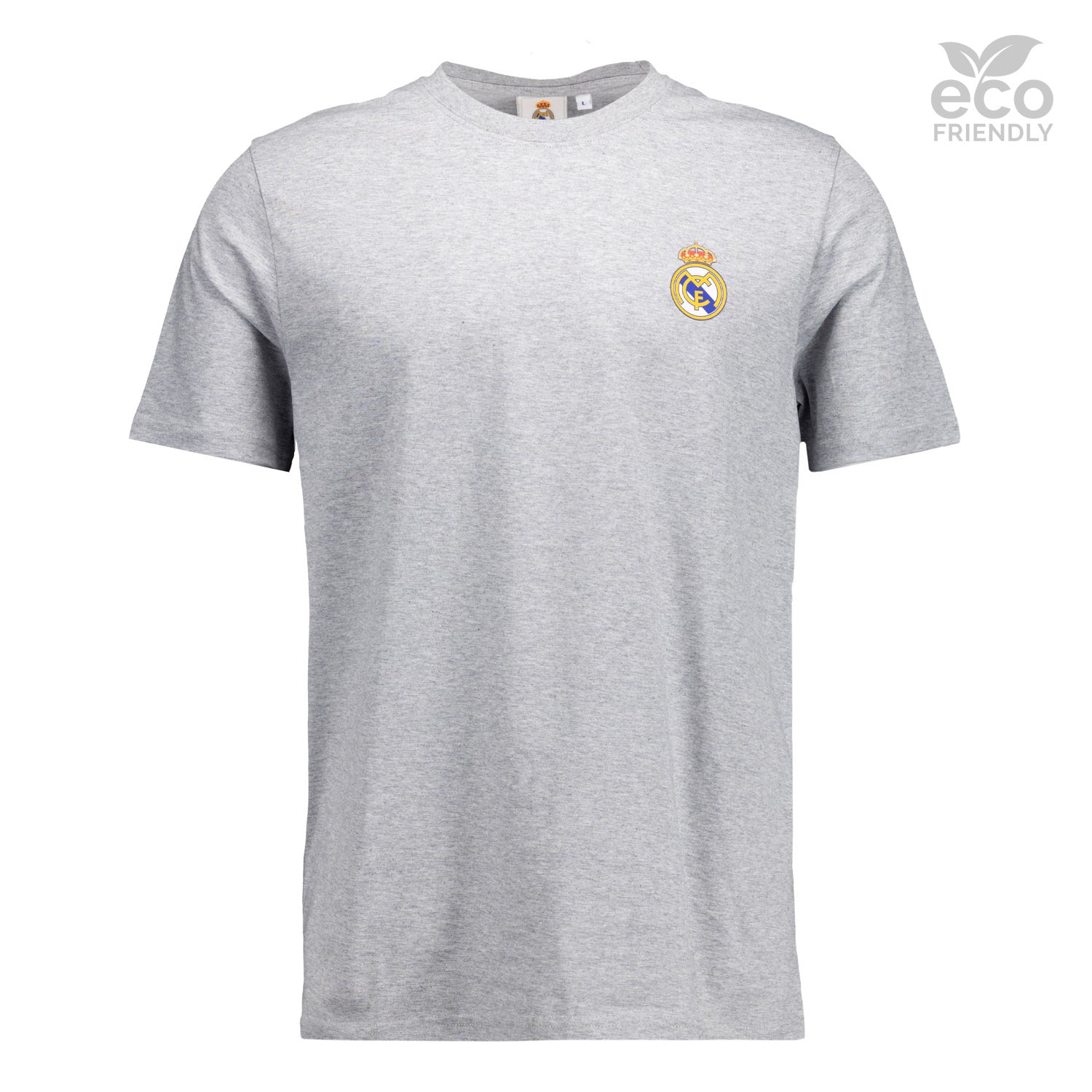 Mens ECO Essentials Real Madrid Color Crest T Shirt Light Grey