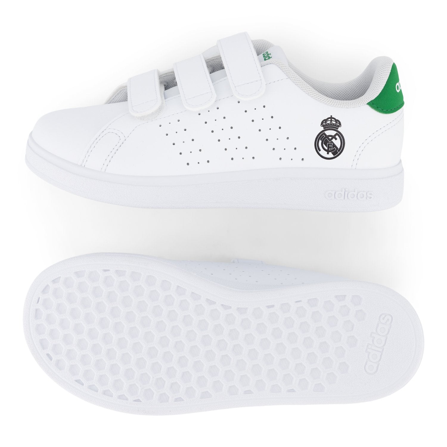 adidas Kids Advantage 2.0 Shoes White/Green – Official Real Madrid