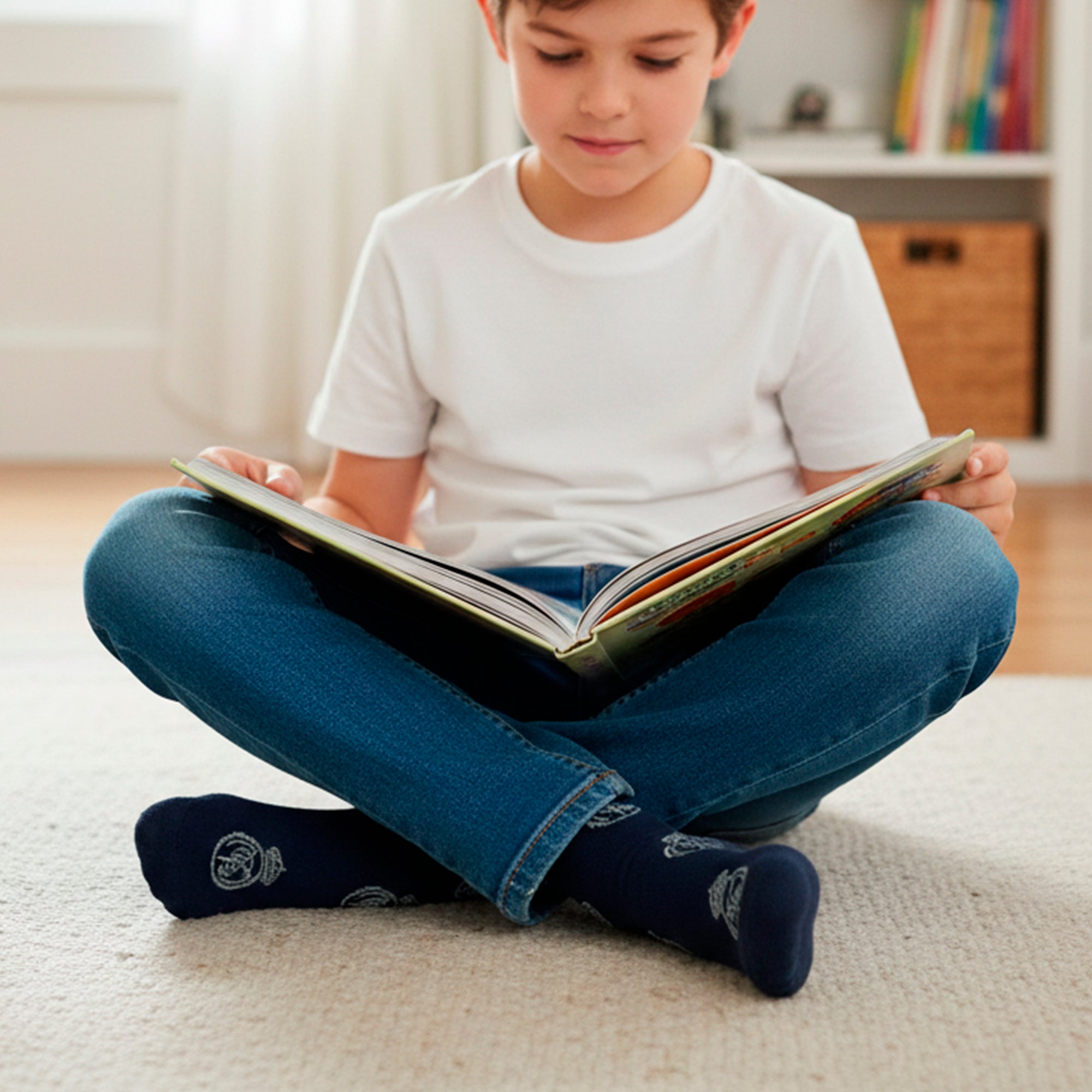 Long Youth Navy Socks