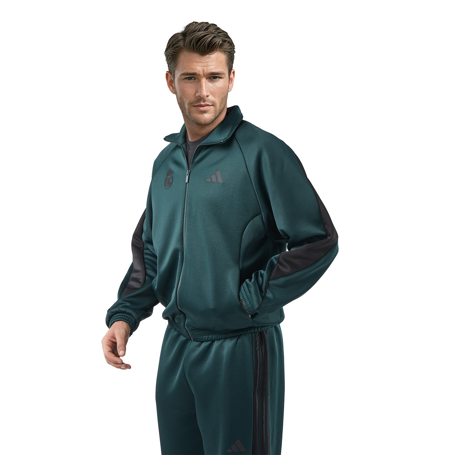 Mens adidas Stadium Tracksuit Jacket Green – Official Real Madrid