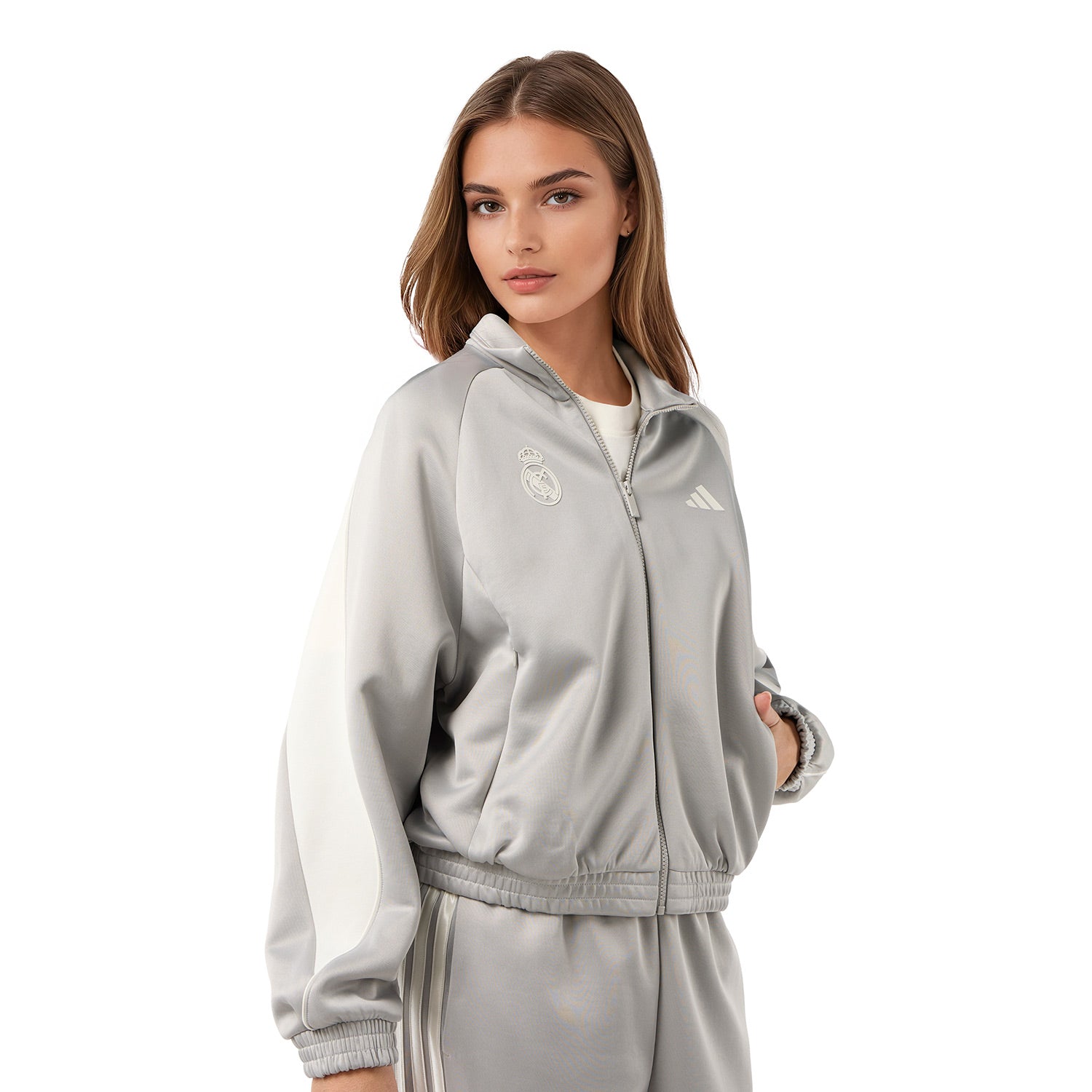 Womens adidas Stadium Tracksuit Jacket Grey – Official Real Madrid
