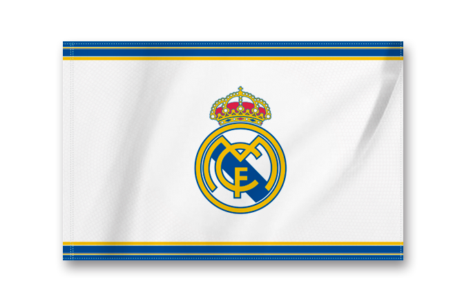 Real Madrid Crest Flag Small - White/Blue