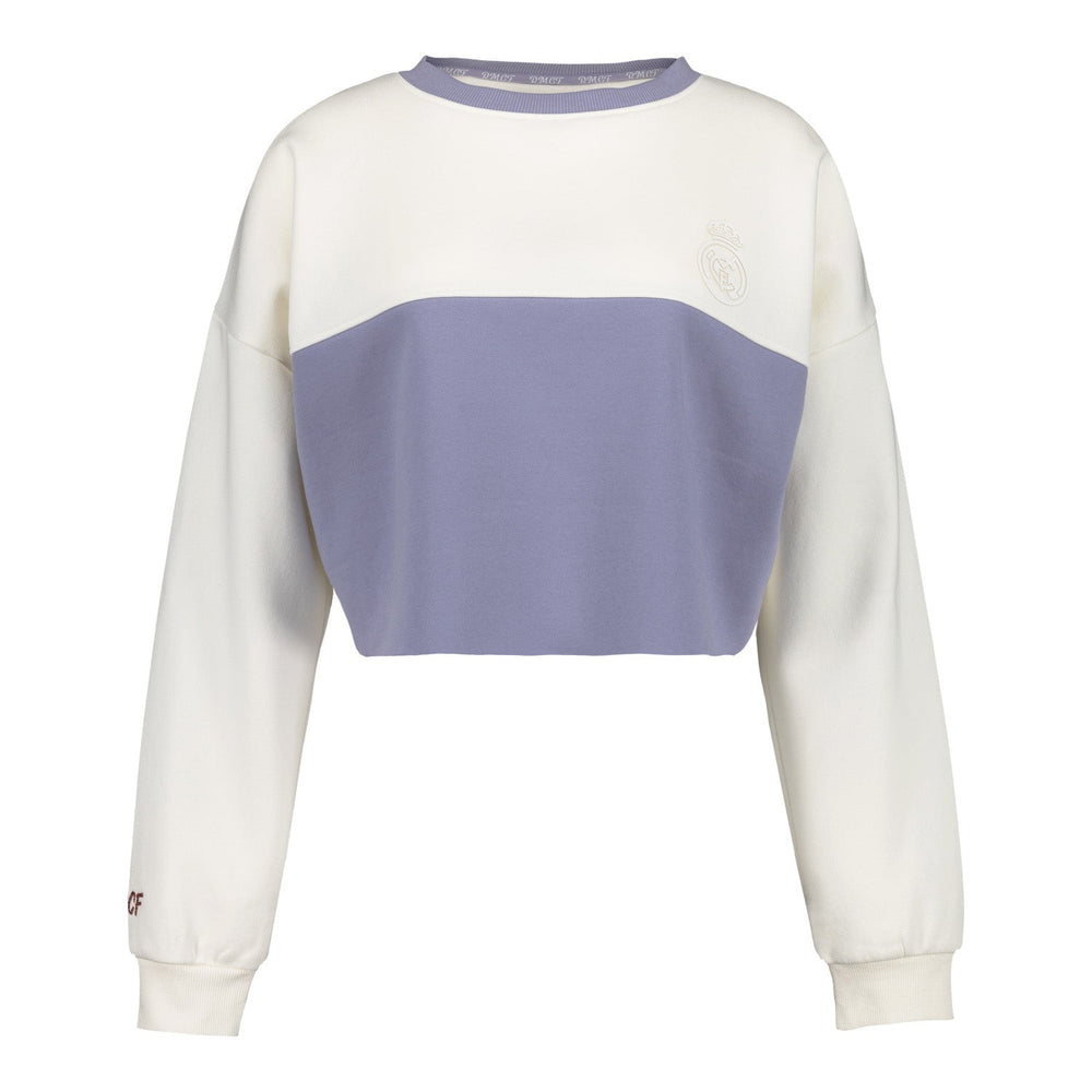 Womens Real Madrid Ladies Vintage Bone Cropped Panel Sweatshirt