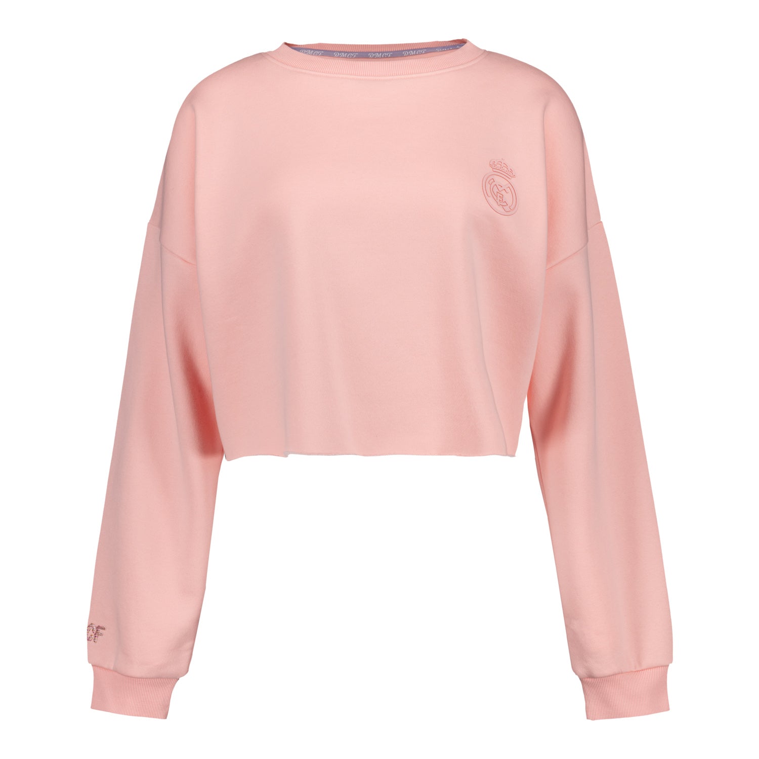 Womens Real Madrid Ladies Vintage Pink Cropped Sweatshirt