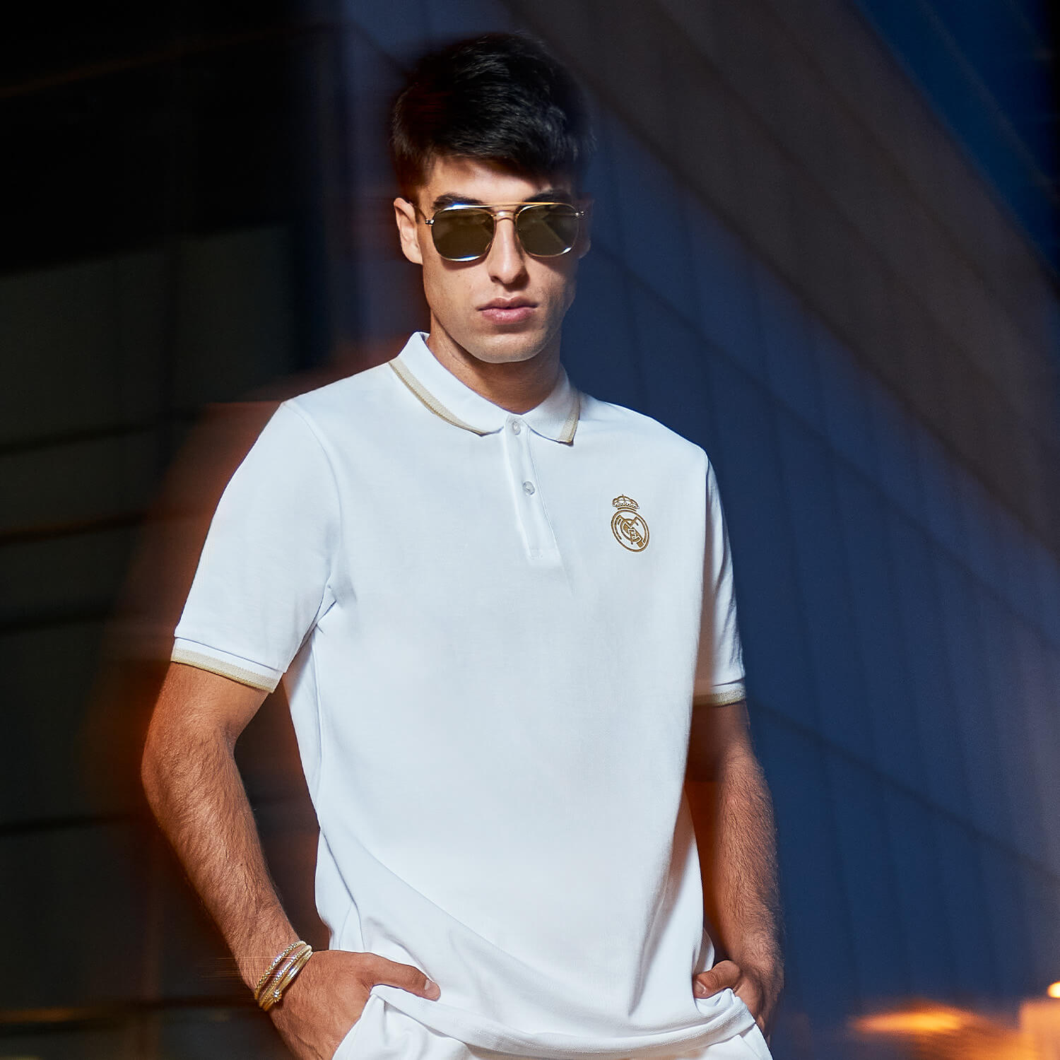 Real Madrid  ポロシャツ ホワイト Mens White & Gold Polo – Official Real Madrid Store