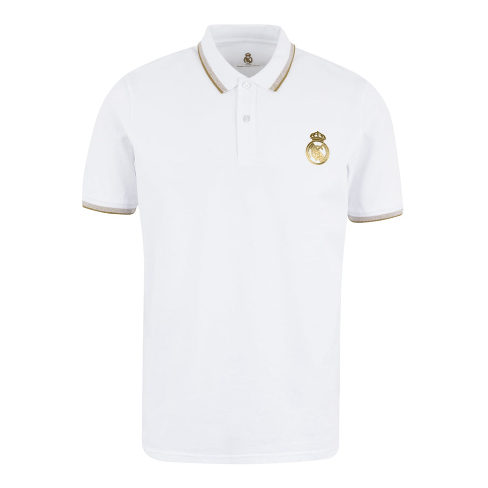 Mens White & Gold Polo
