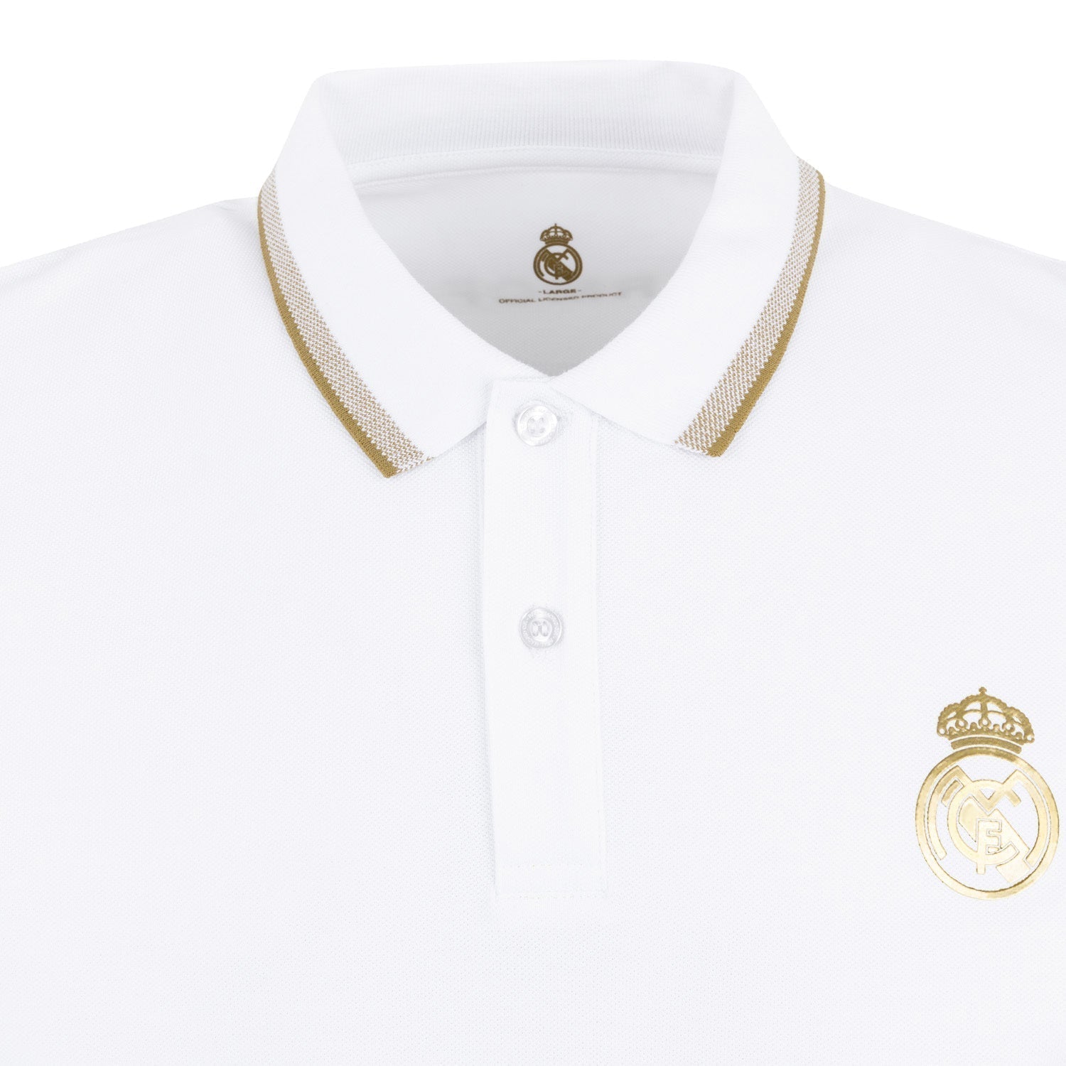 Mens White & Gold Polo