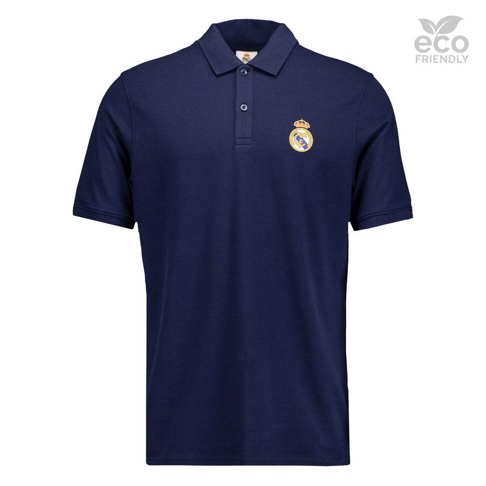 Mens ECO Essentials Real Madrid Color Crest Polo Navy