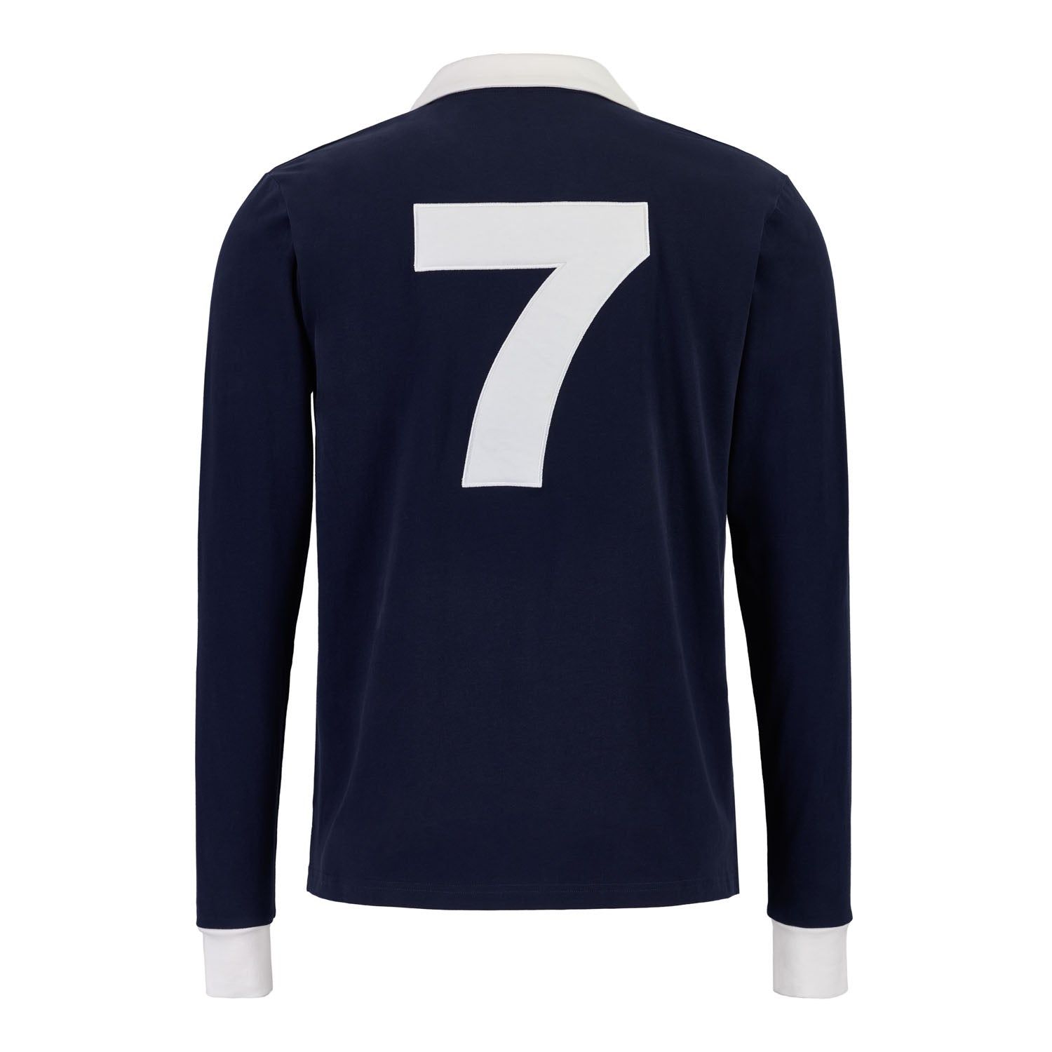 Men's Retro Long Sleeve Cotton Polo Navy Blue