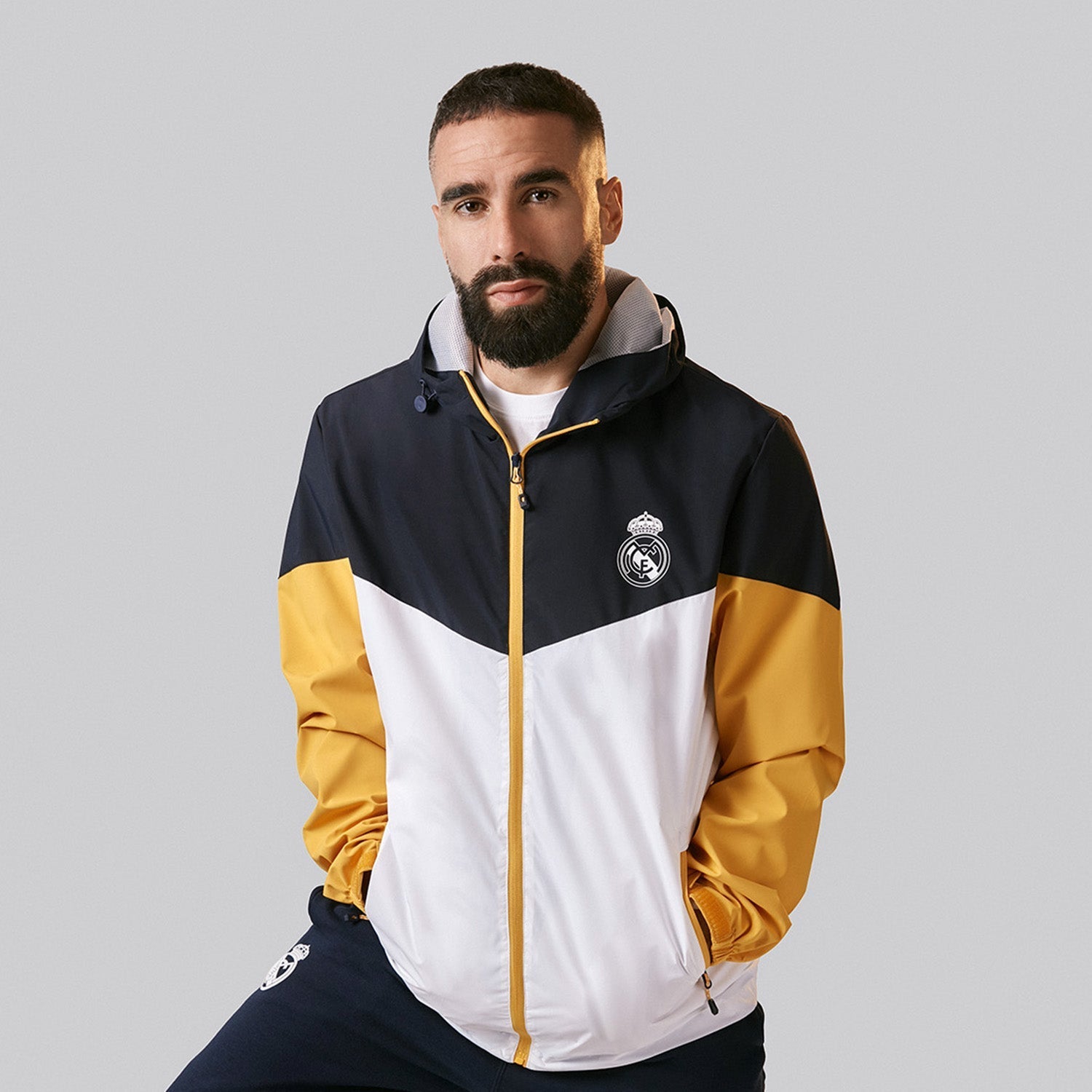 Mens Outerwear Color Block Windbreaker White