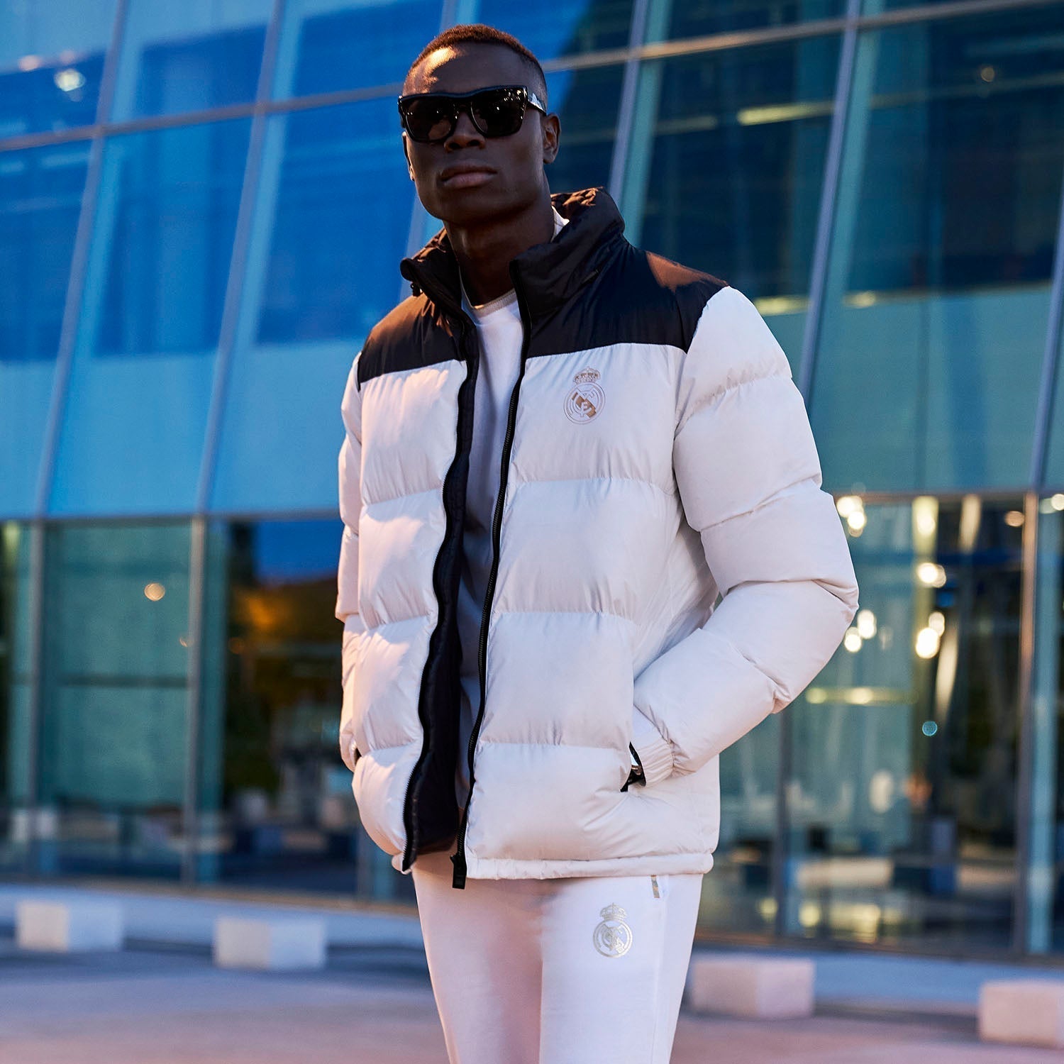 Mens Outerwear Color Block Puffer Jacket Anorak White – Official