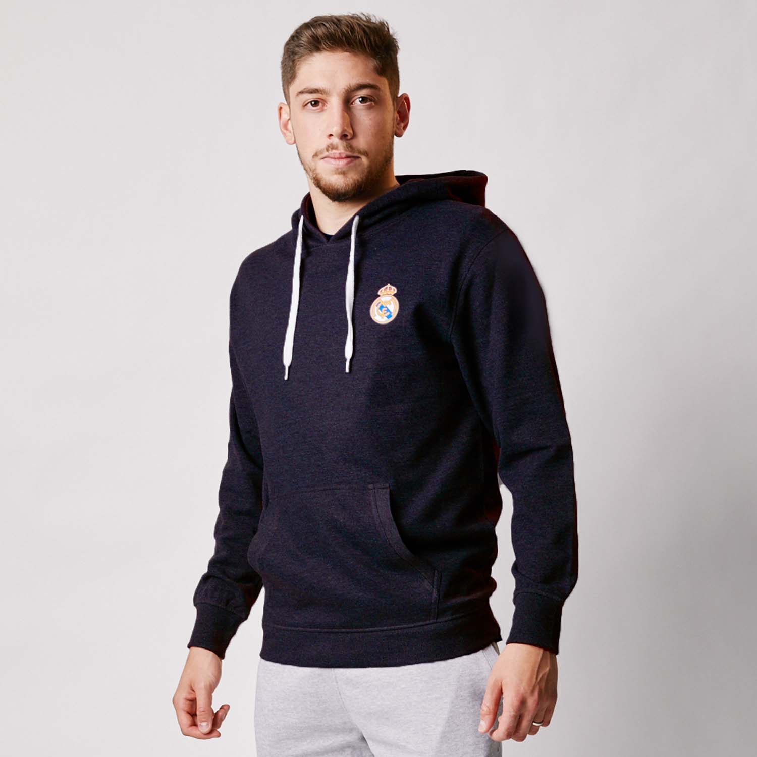 Mens Essentials Color Crest Hoody Navy