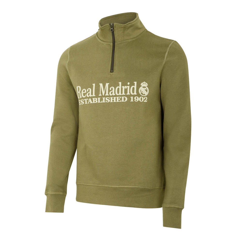 Mens 1/4 Zip Stablished Sweatshirt Brown