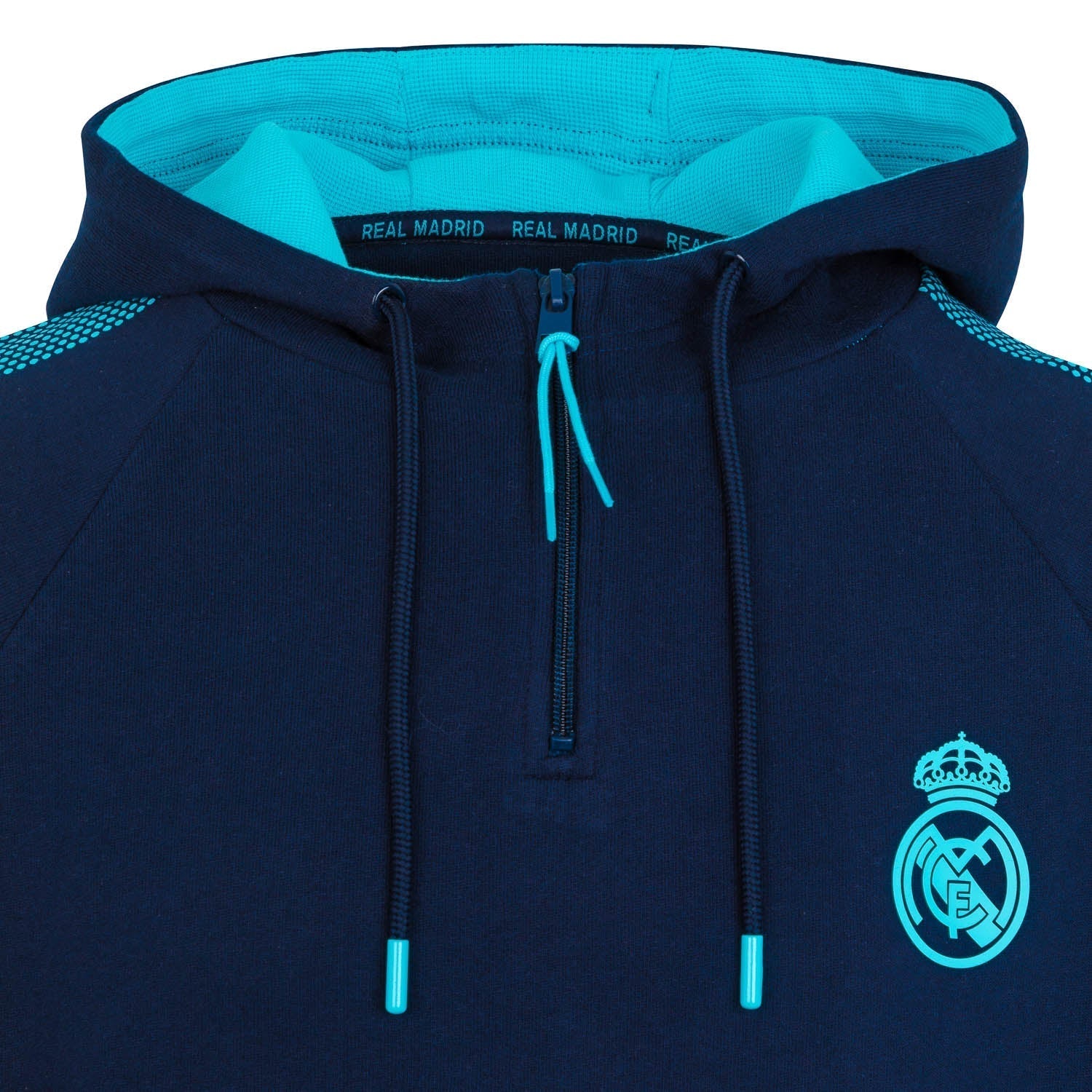 Madrid Sky Mens Panel Sleeve Zip Hoodie Navy