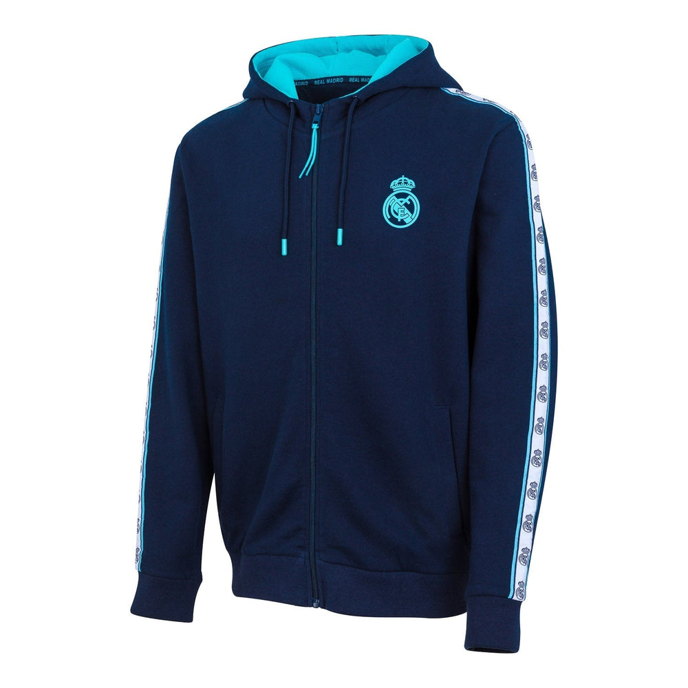 Madrid Sky Mens Tape Sleeve Zip Hoodie Navy