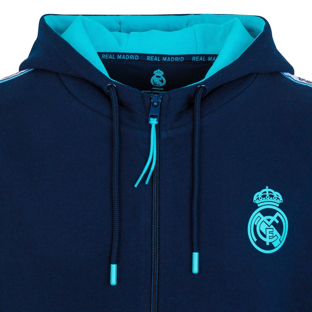 Madrid Sky Mens Tape Sleeve Zip Hoodie Navy