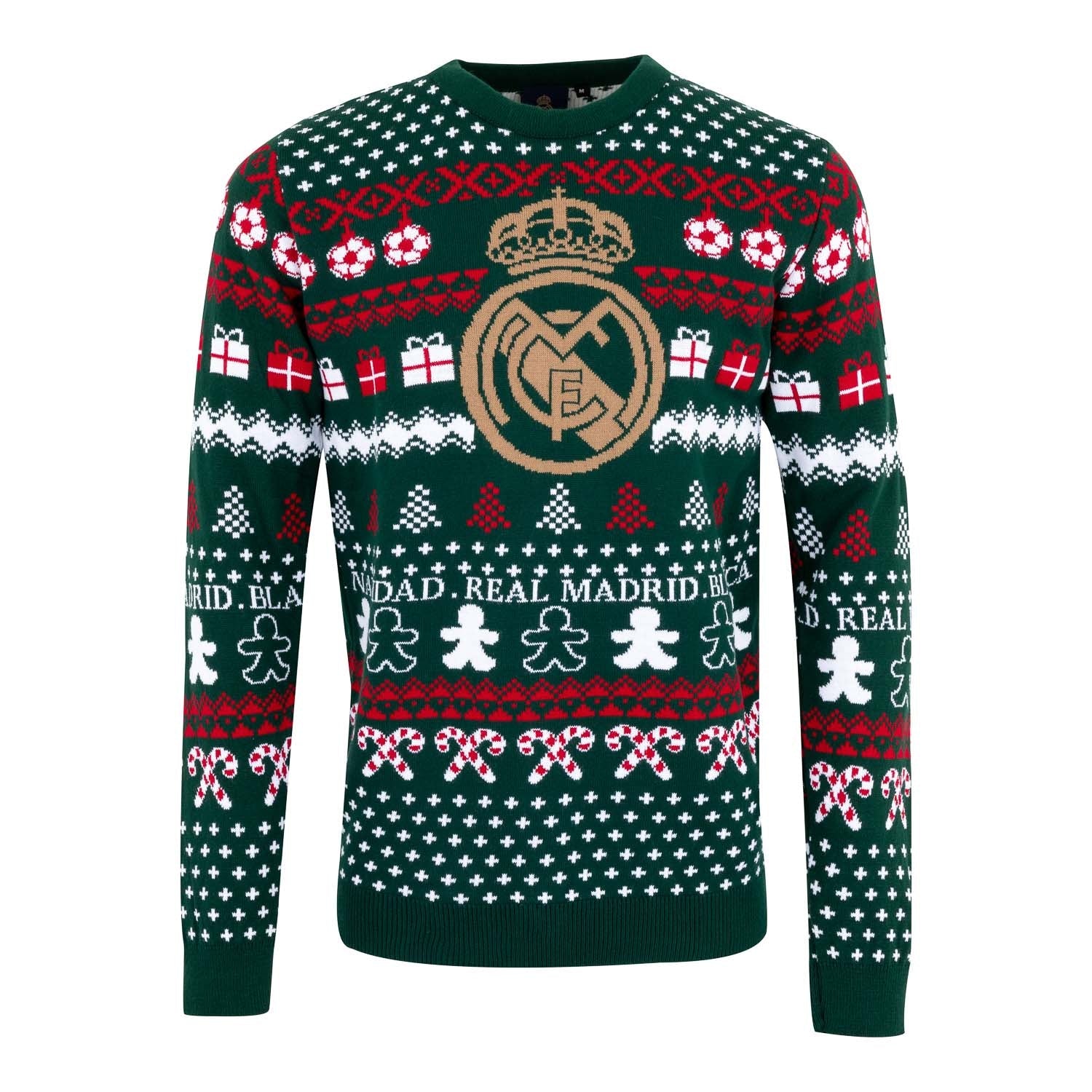 Mens Christmas Sweater Crest Green/Multicolor