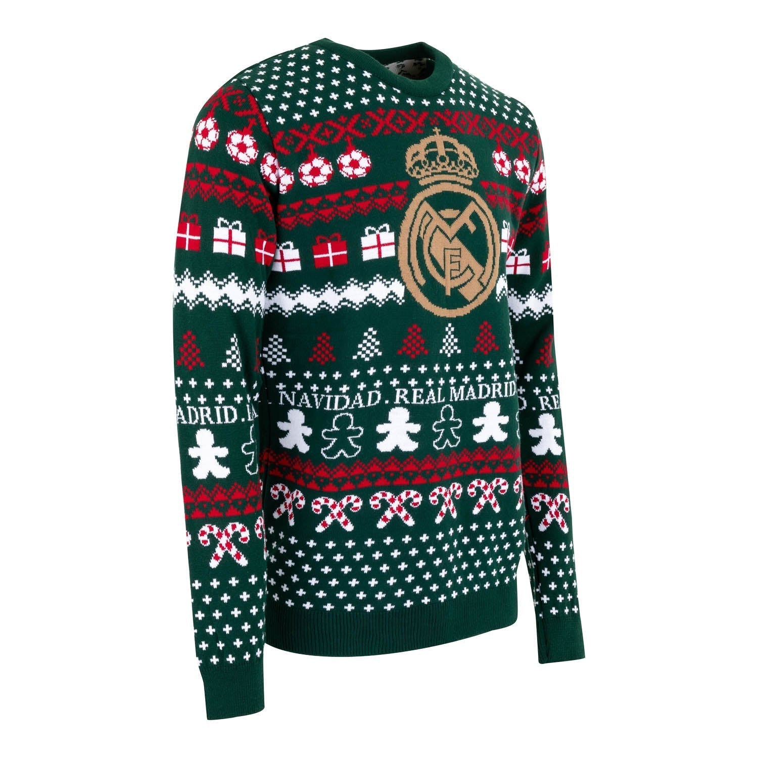 Mens Christmas Sweater Crest Green/Multicolor