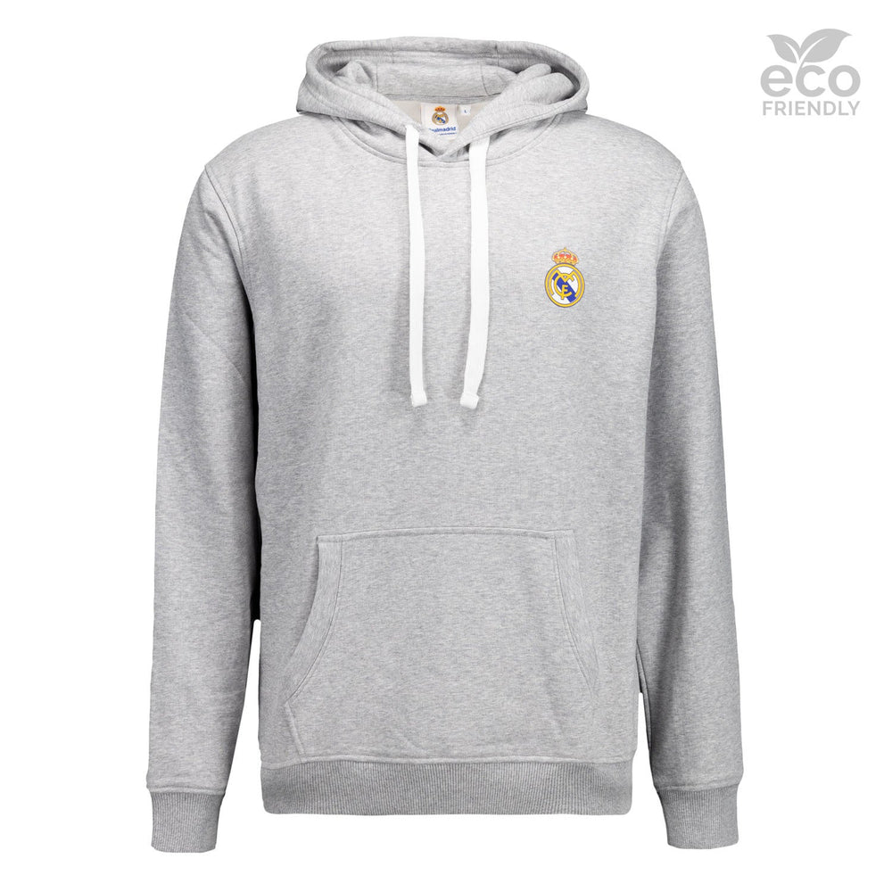 Mens ECO Essentials Real Madrid Color Crest Hoodie Light Grey