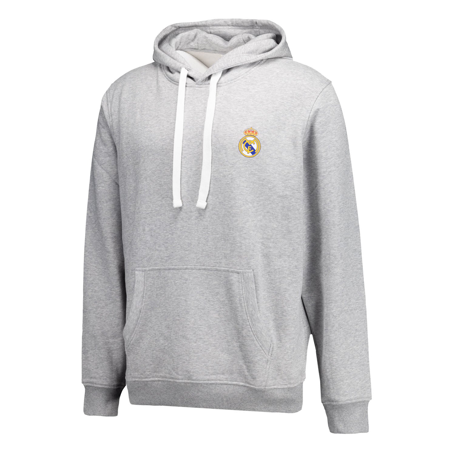 Mens ECO Essentials Real Madrid Color Crest Hoodie Light Grey