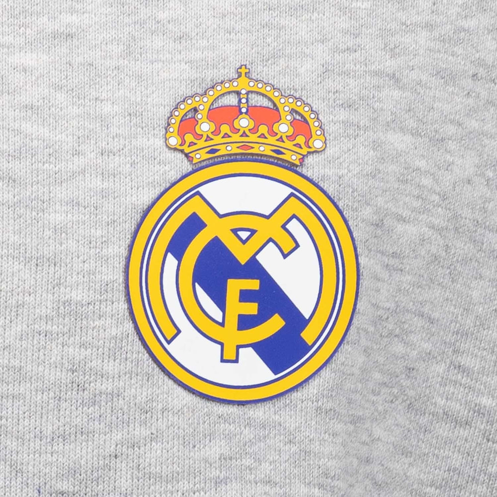 Mens ECO Essentials Real Madrid Color Crest Hoodie Light Grey