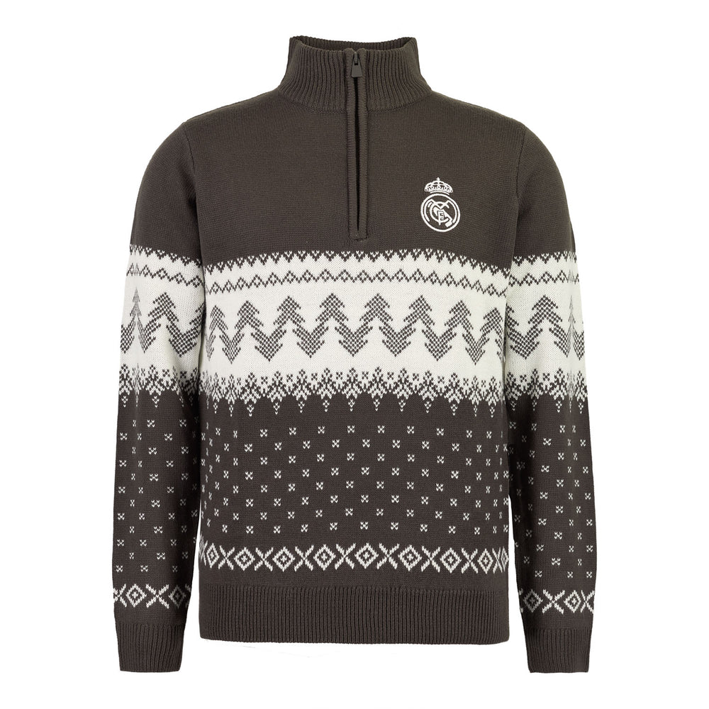 Pull de Noël Zippé Homme Gris