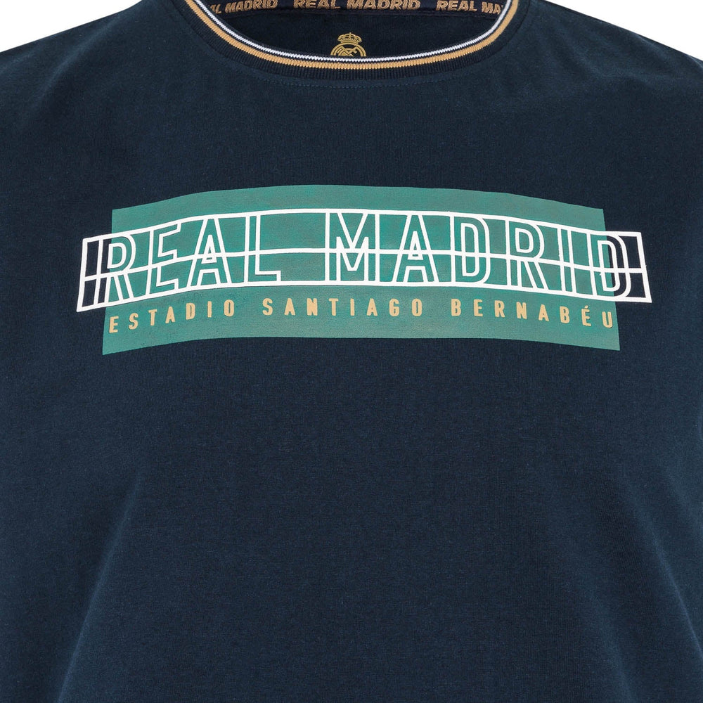 Mens Text T-Shirt Navy/Green
