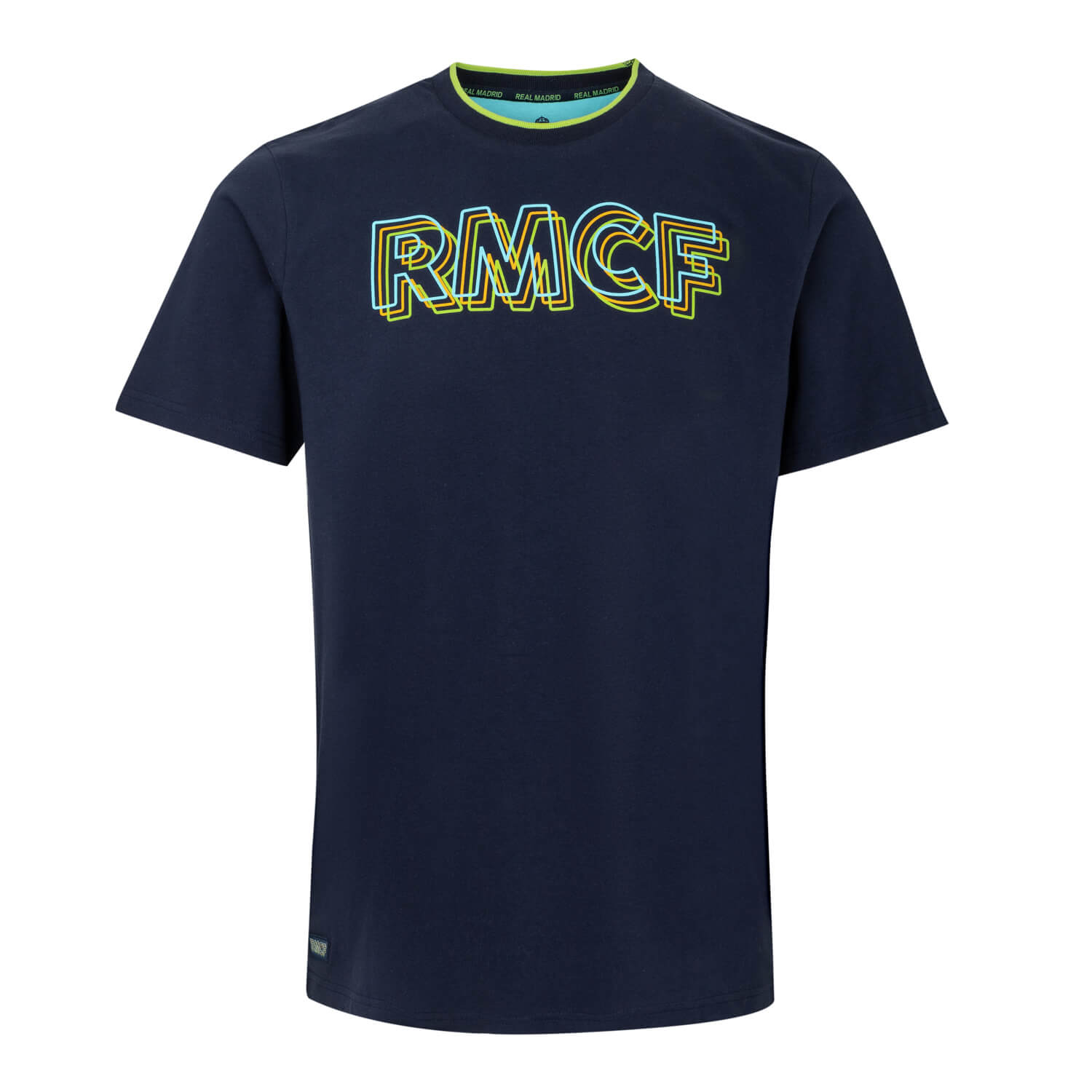 Bernabéu Neon Lights Mens RMCF Embroiry Logo T-Shirt Navy
