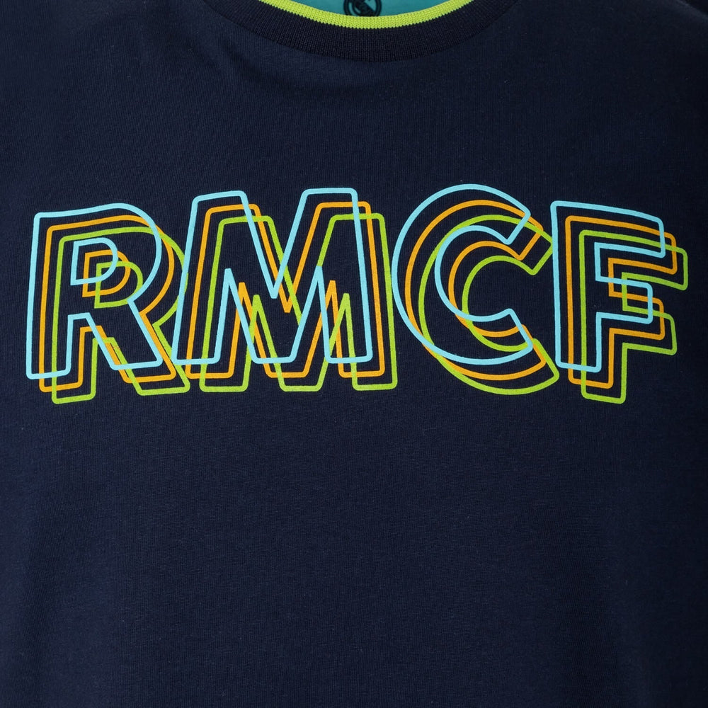 Bernabéu Neon Lights Mens RMCF Embroiry Logo T-Shirt Navy