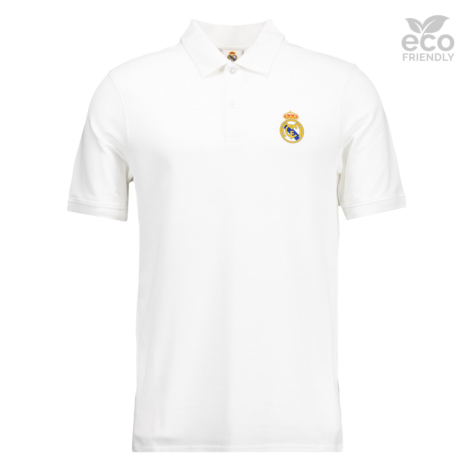 Mens ECO Essentials Real Madrid Color Crest Polo White