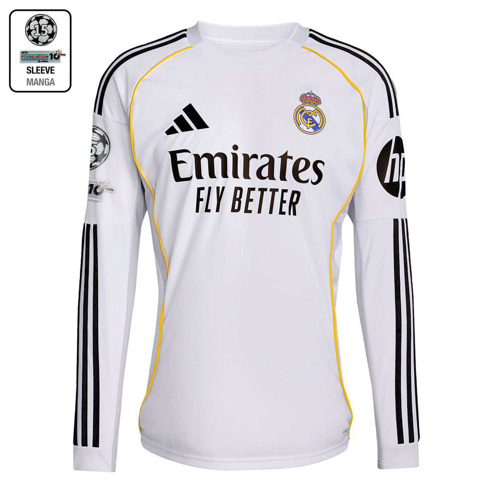 Camiseta Hombre Manga Larga Primera Equipación Blanca 25/26