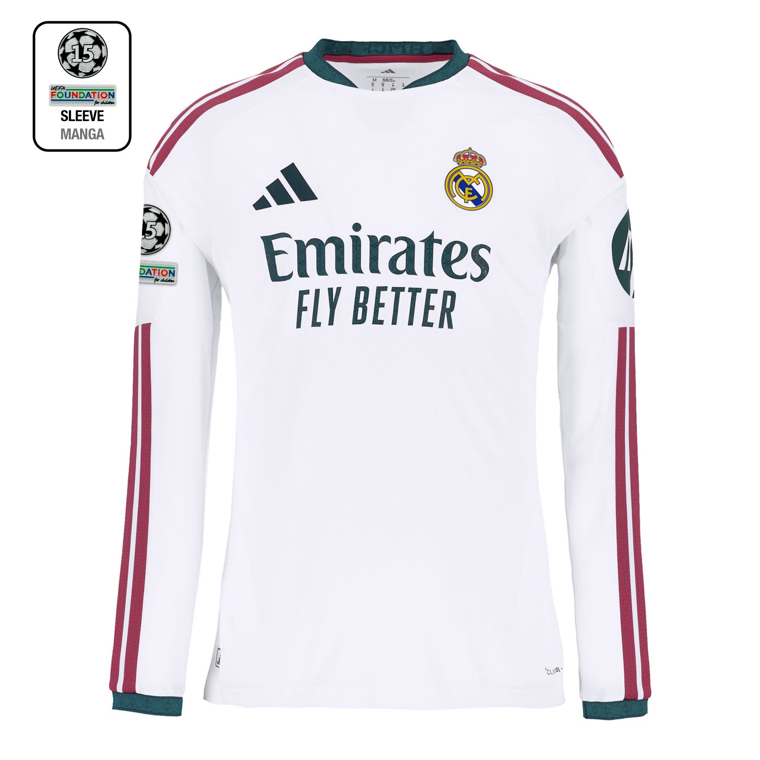 Real Madrid Mens Home Authentic Long Sleeve Jersey 26/27 White