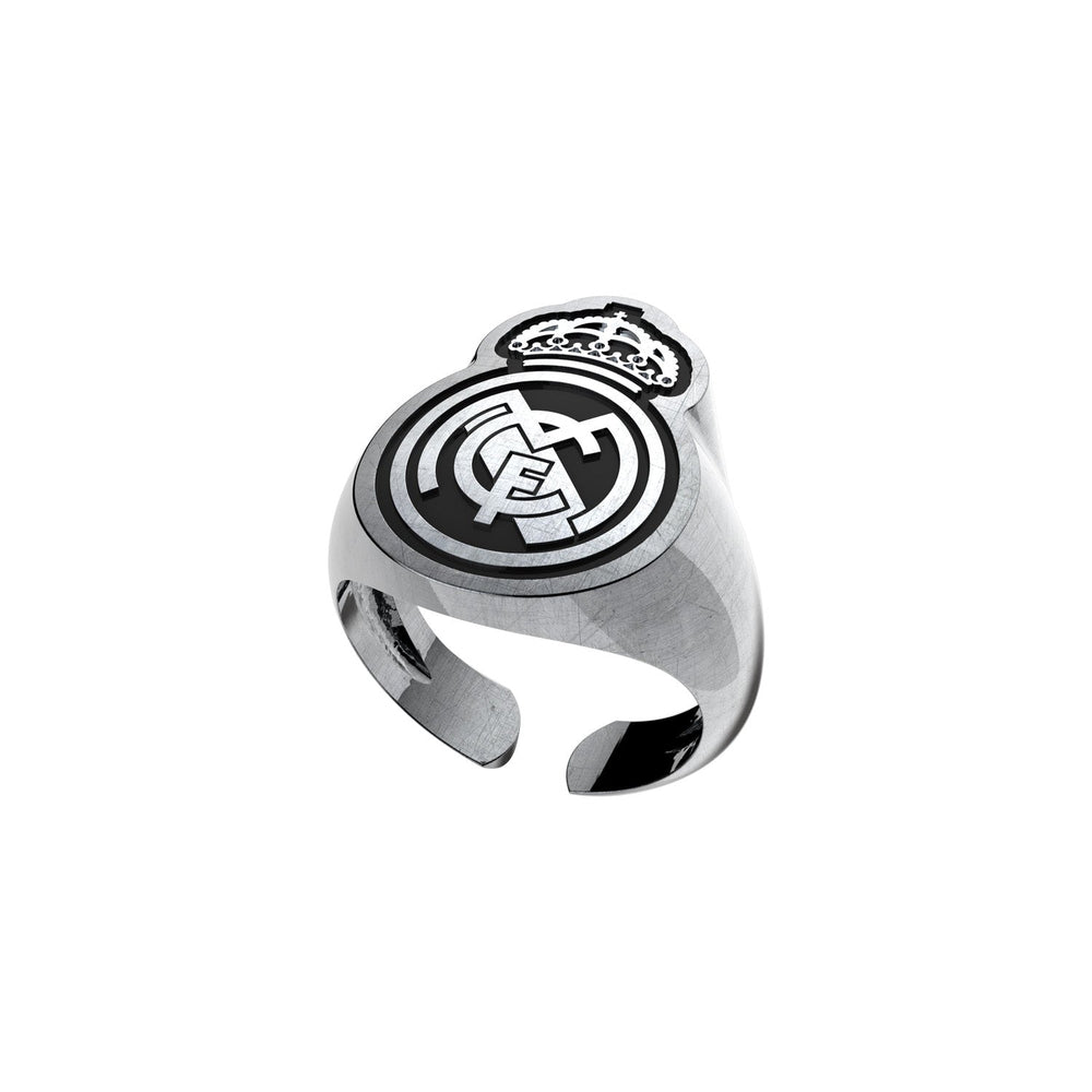 Crest Ring Black Enamel Silver