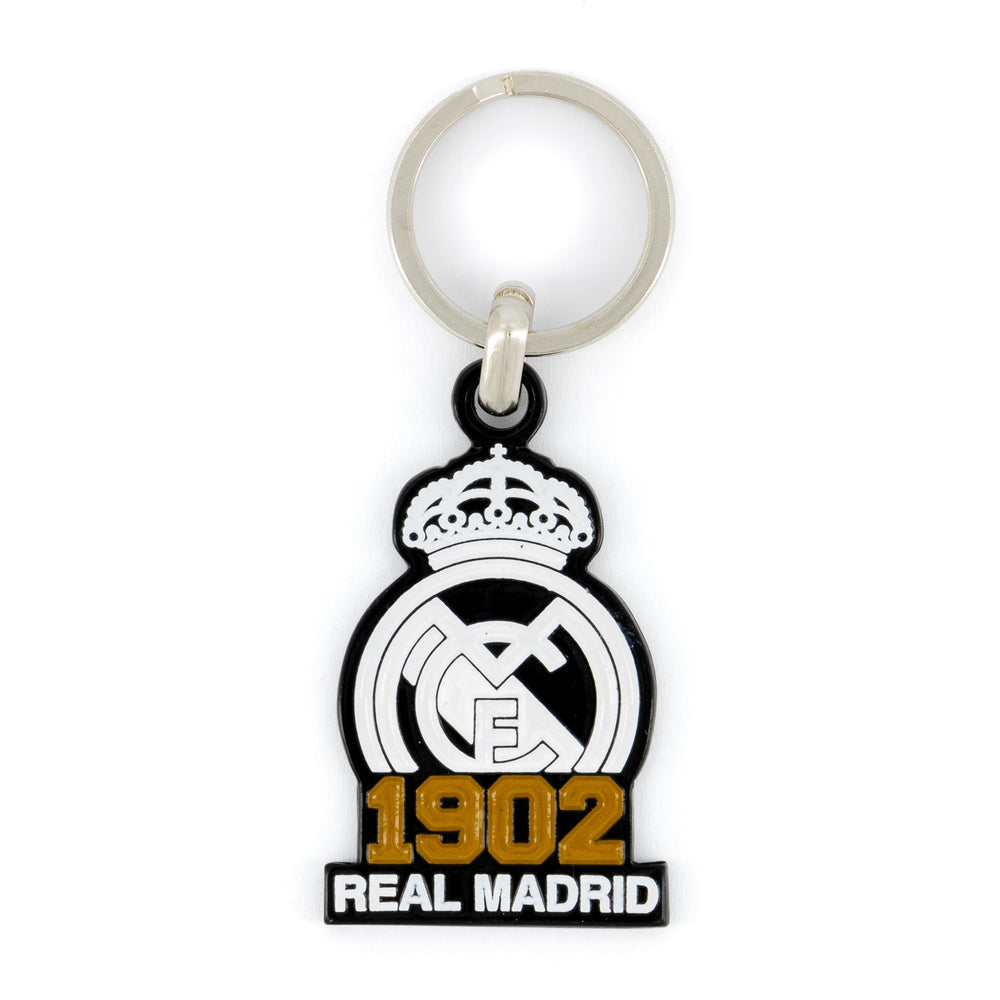 Real Madrid 1902 Crest Keyring White/Black