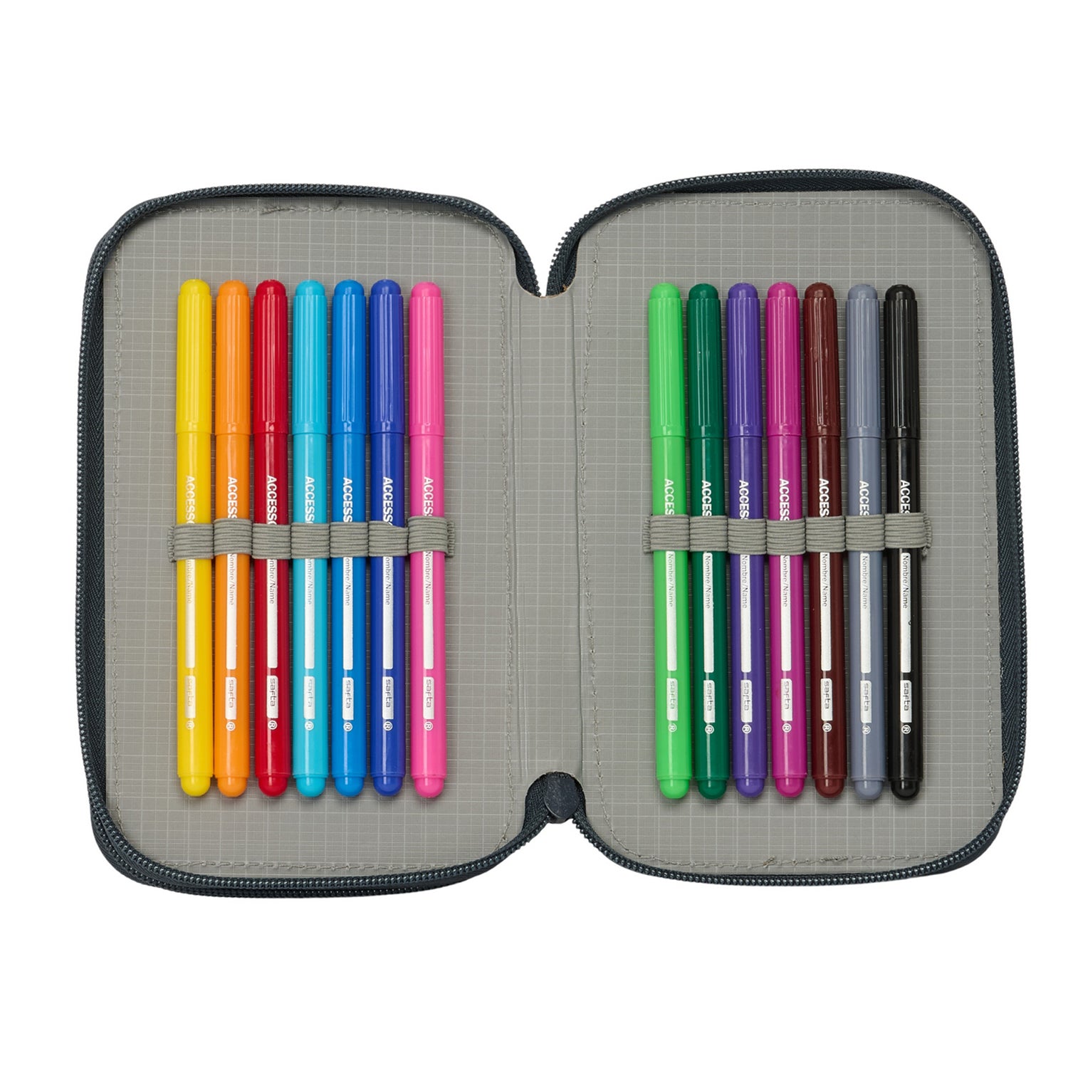 Double Filled Pencil Case White/Black