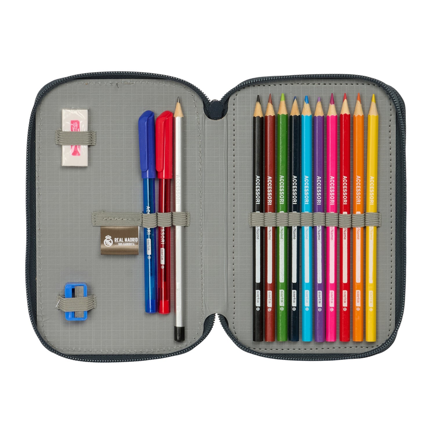 Double Filled Pencil Case White/Black