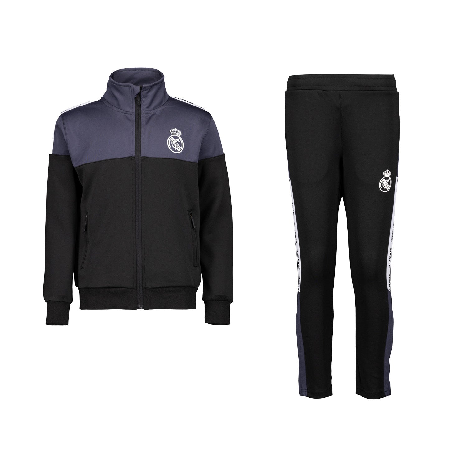 Real Madrid Kids Tracksuit Black/Grey/White