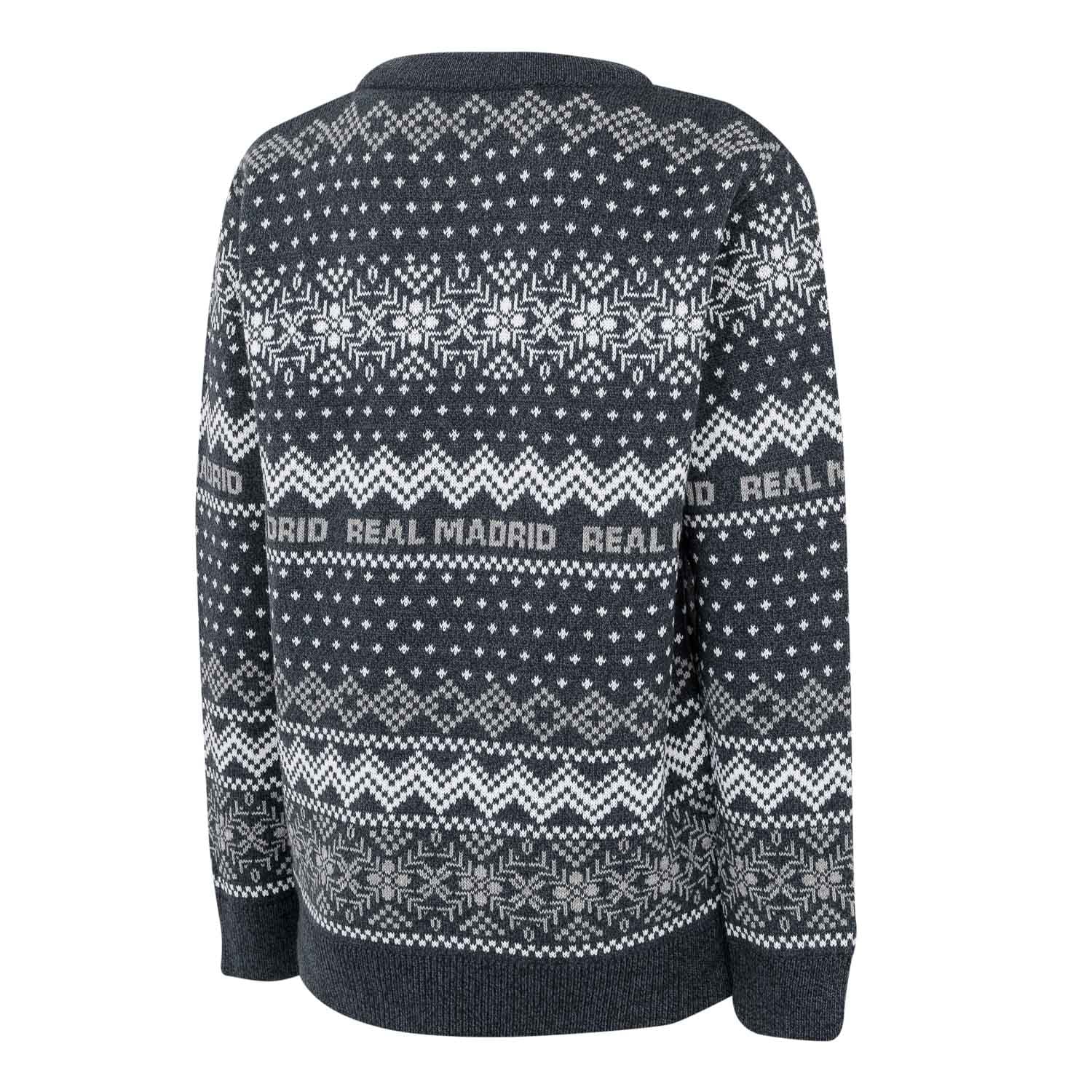 Kids Crest Christmas Sweater Navy/Grey