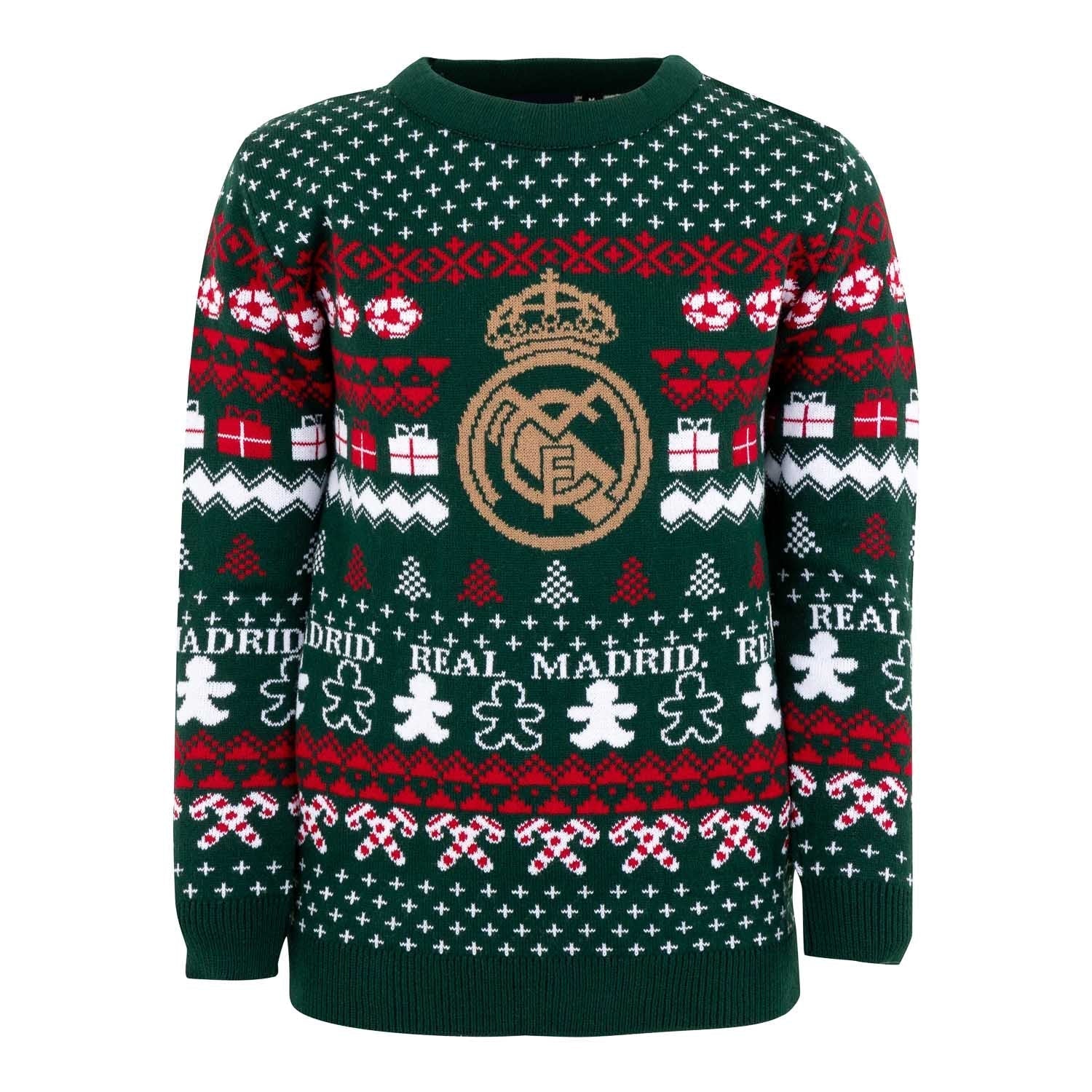 Kids Christmas Sweater Crest Green/Multicolor