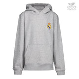Sudadera Capucha Niños ECO Essentials Real Madrid Escudo Color Gris
