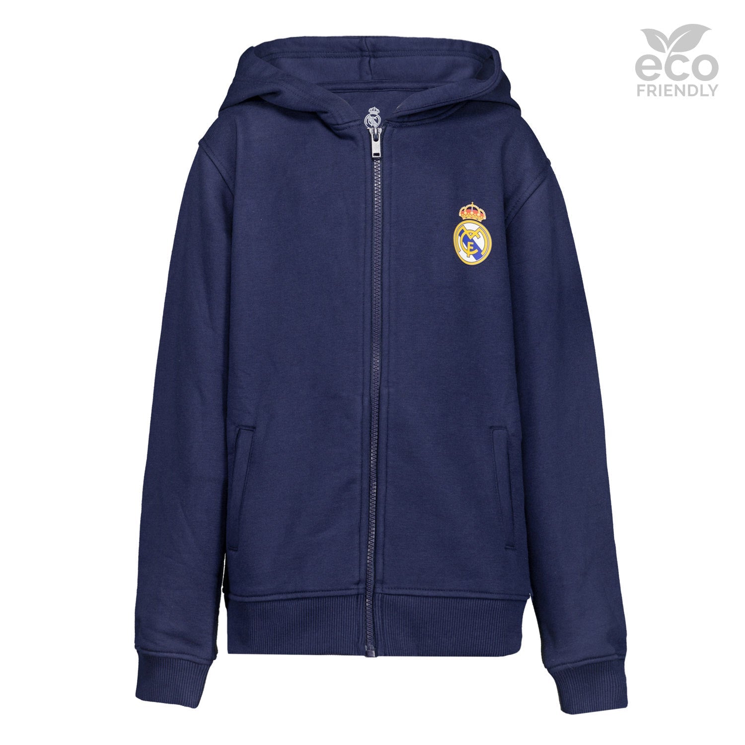 Kids ECO Essentials Real Madrid Color Crest Zip Hoodie Navy
