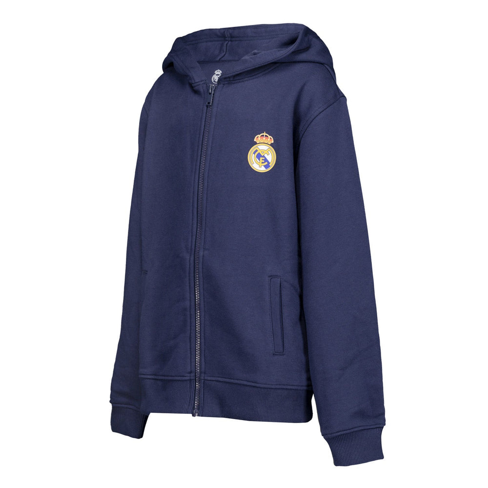 Kids ECO Essentials Real Madrid Color Crest Zip Hoodie Navy