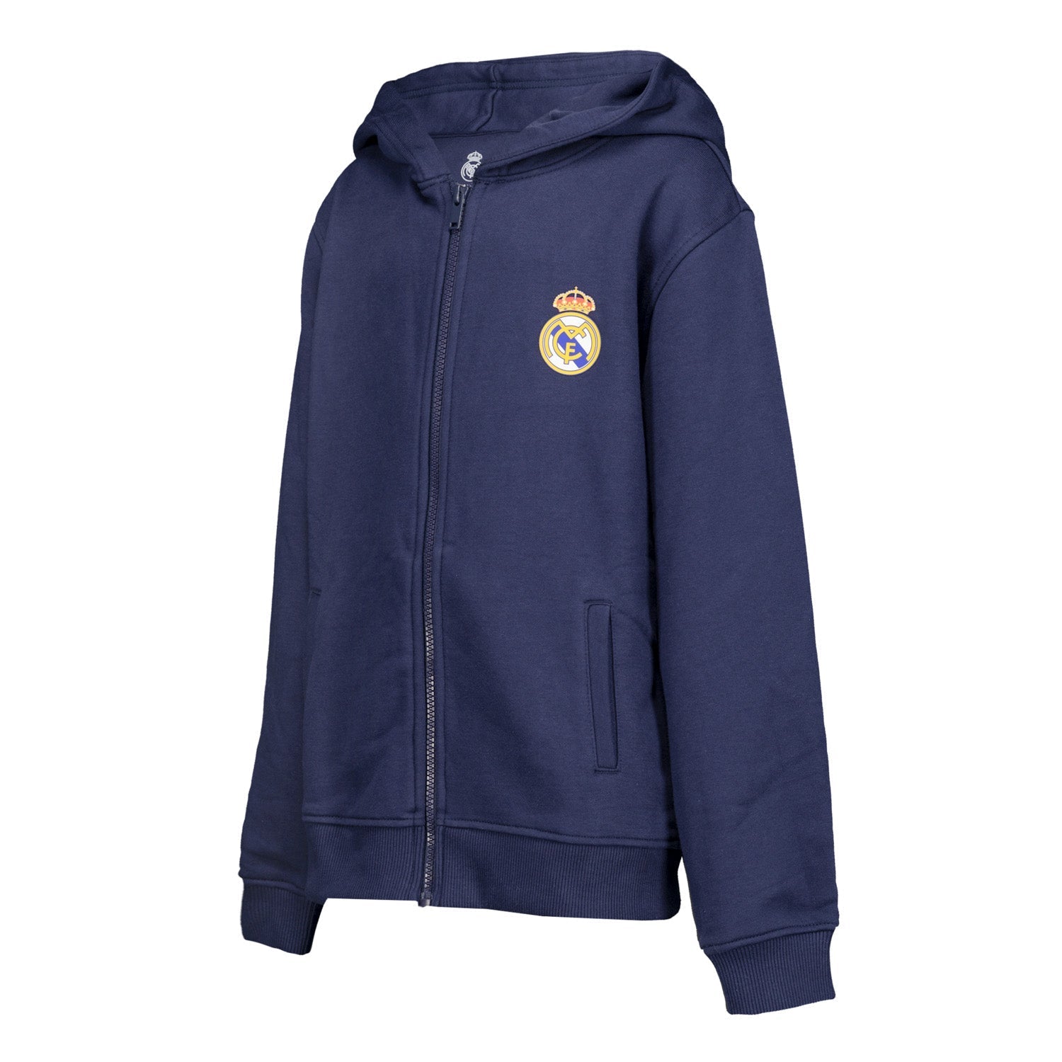 Kids ECO Essentials Real Madrid Color Crest Zip Hoodie Navy