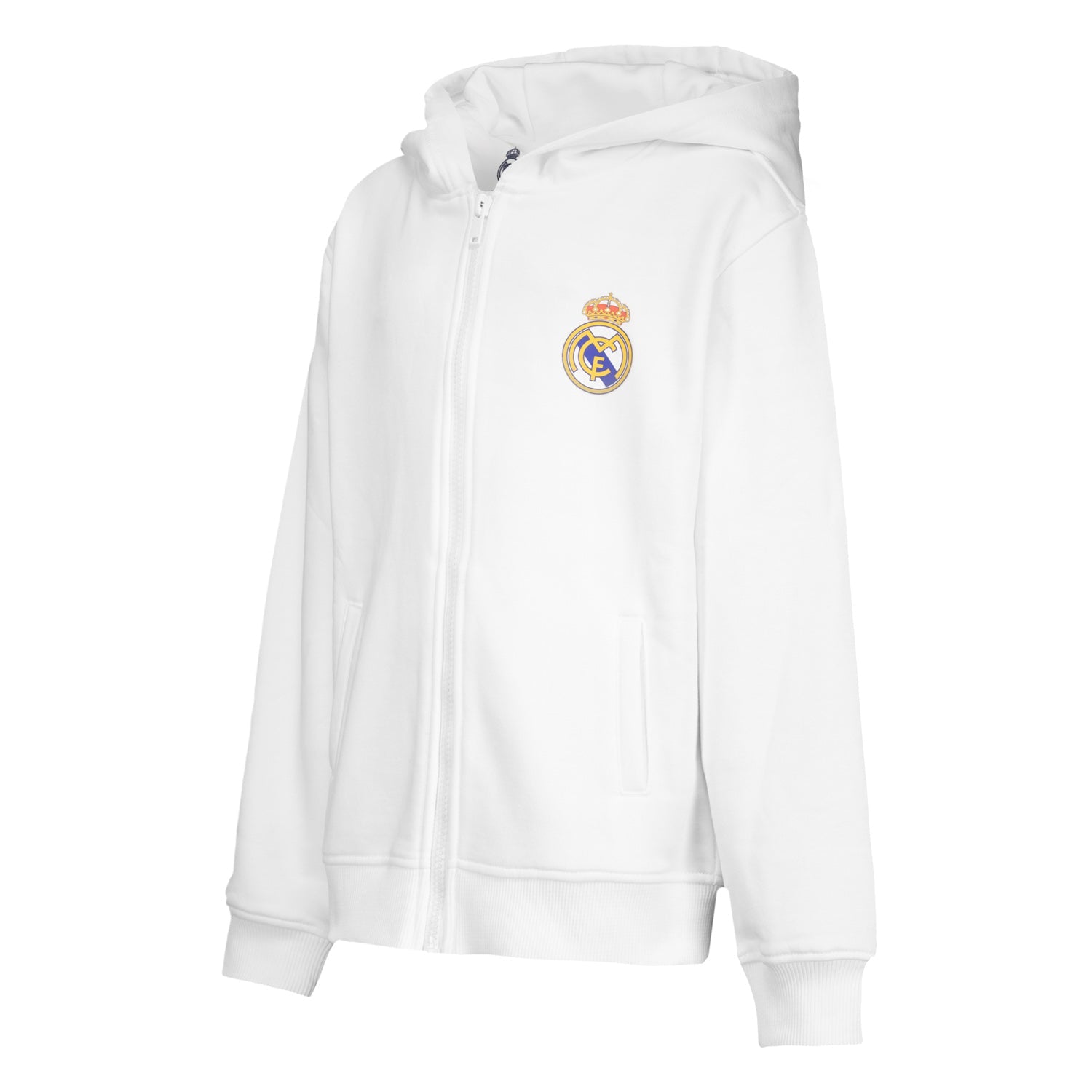 Kids ECO Essentials Real Madrid Color Crest Zip Hoodie White