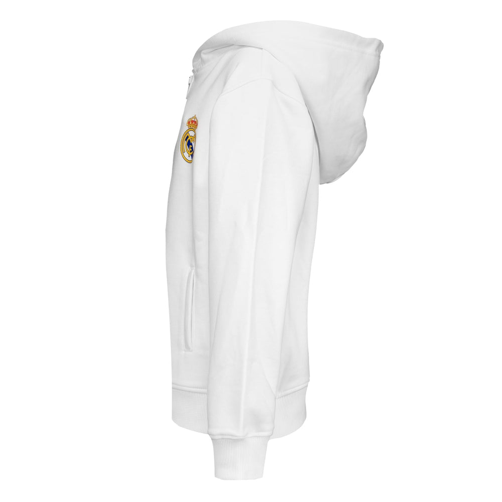 Kids ECO Essentials Real Madrid Color Crest Zip Hoodie White