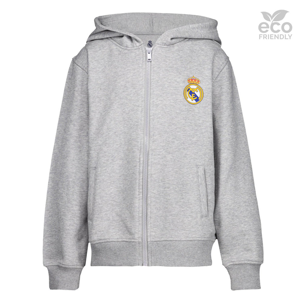 Kids ECO Essentials Real Madrid Color Crest Zip Hoodie Light grey