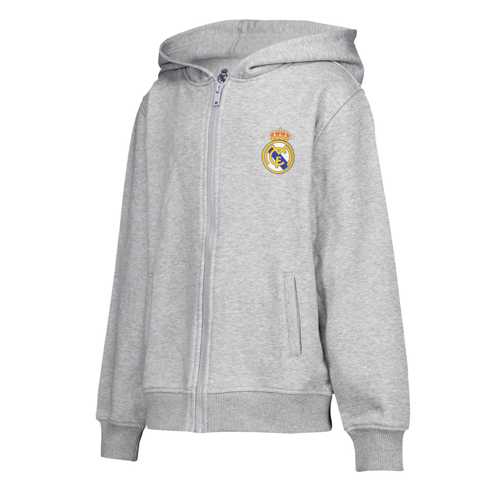 Kids ECO Essentials Real Madrid Color Crest Zip Hoodie Light grey