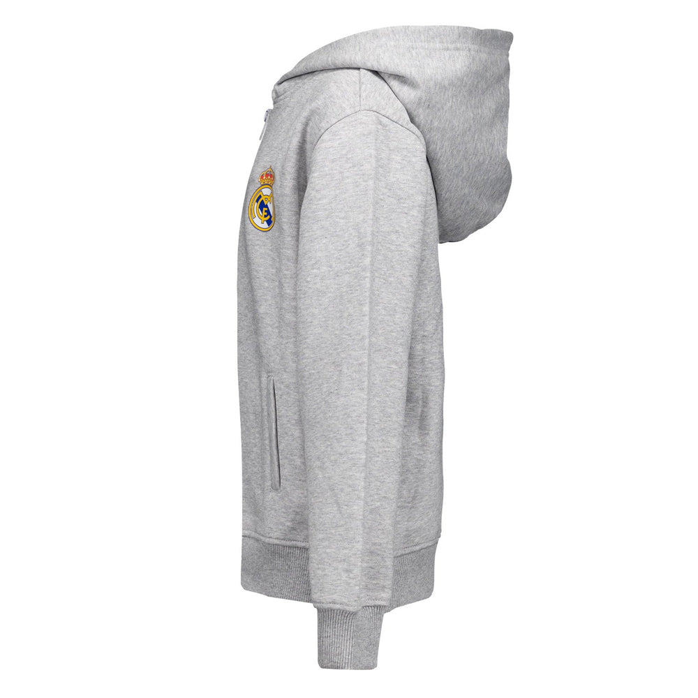 Kids ECO Essentials Real Madrid Color Crest Zip Hoodie Light grey